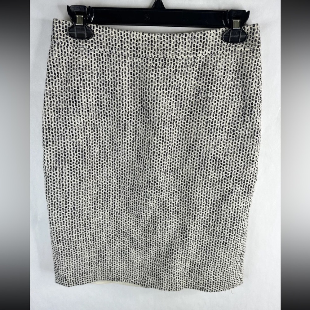J. Crew Women’s Skirt 0 White Blue No. 2 Pencil Lined Cotton Linen Terrazzo